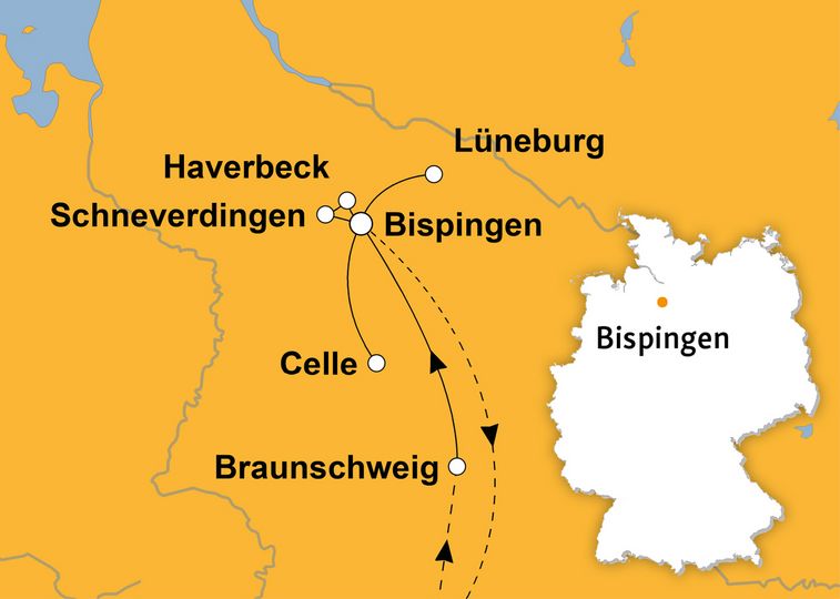 Routenkarte zur Reise