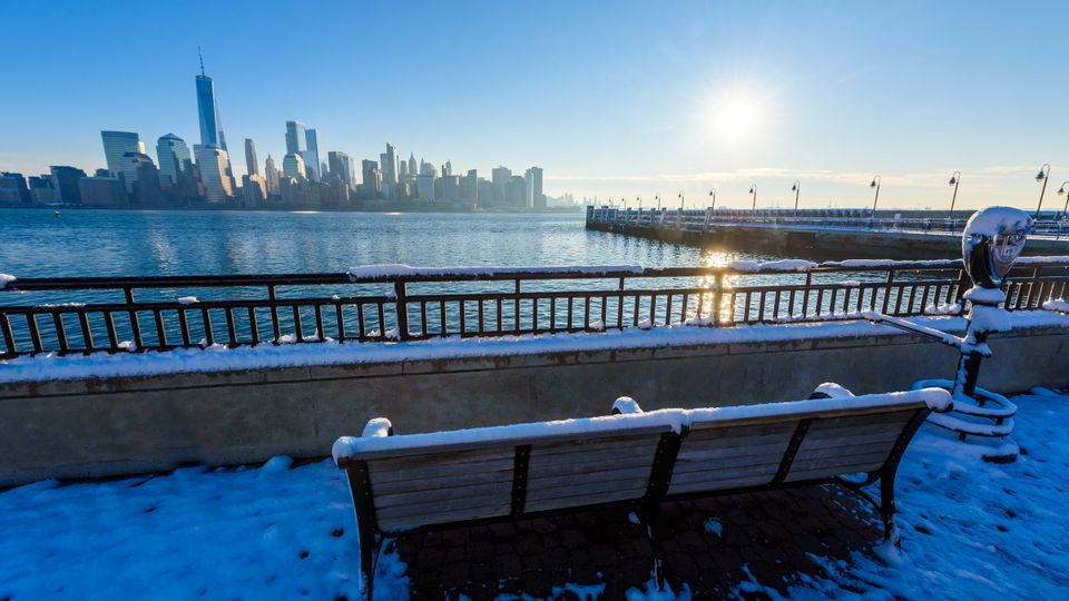 Blick auf New York im Winter