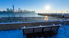 Blick auf New York im Winter