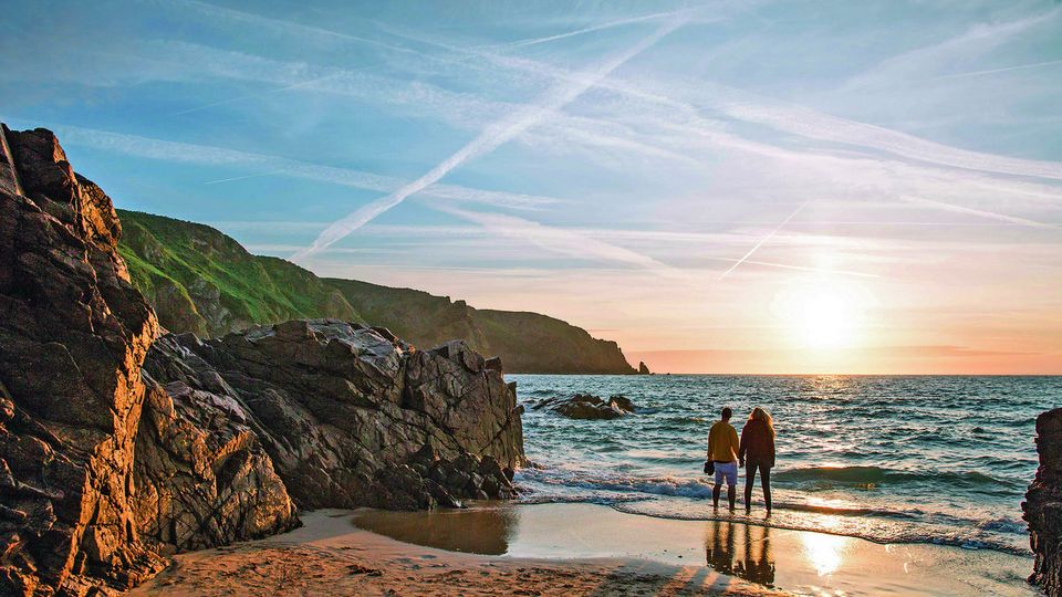Jersey Sonnenuntergang über dem Meer