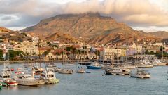 Blick auf den Hafen von Mindelo, Sao Vicente, Kap Verde