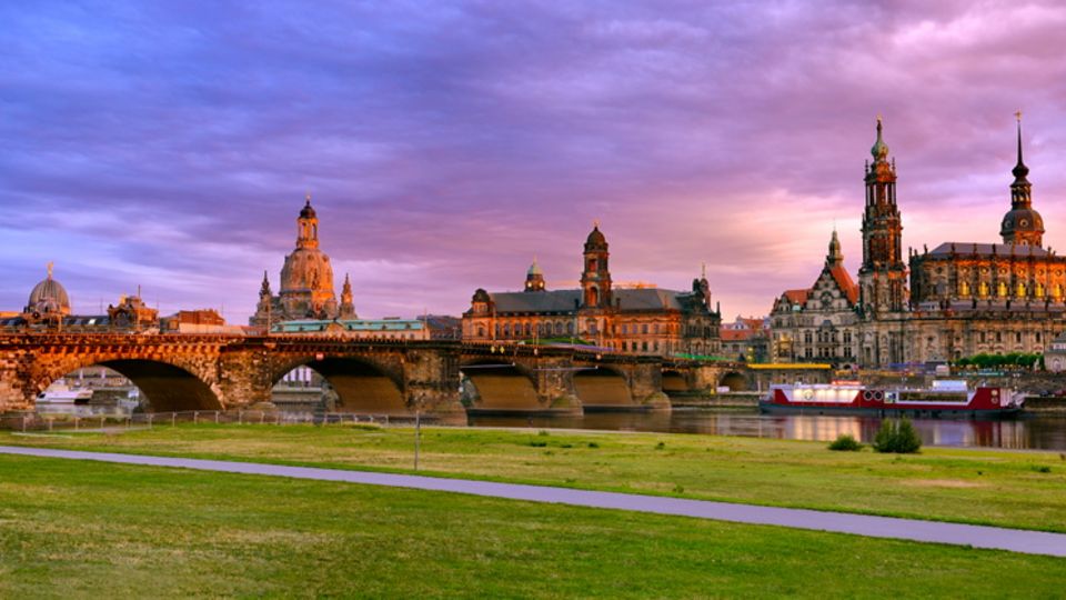 Dresden, Skyline mit Frauenkirche, Dresdner Zwinger und Dreifaltigkeitskirche