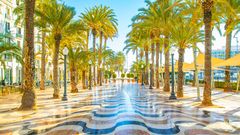 Alicante, sonnige Promenade mit Palmen