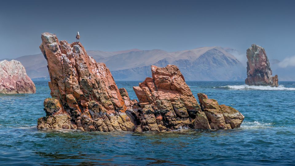 Felsen im Meer bei den Ballestas Islands Peru