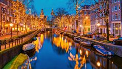 Amsterdam, Kanal zu Weihnachten